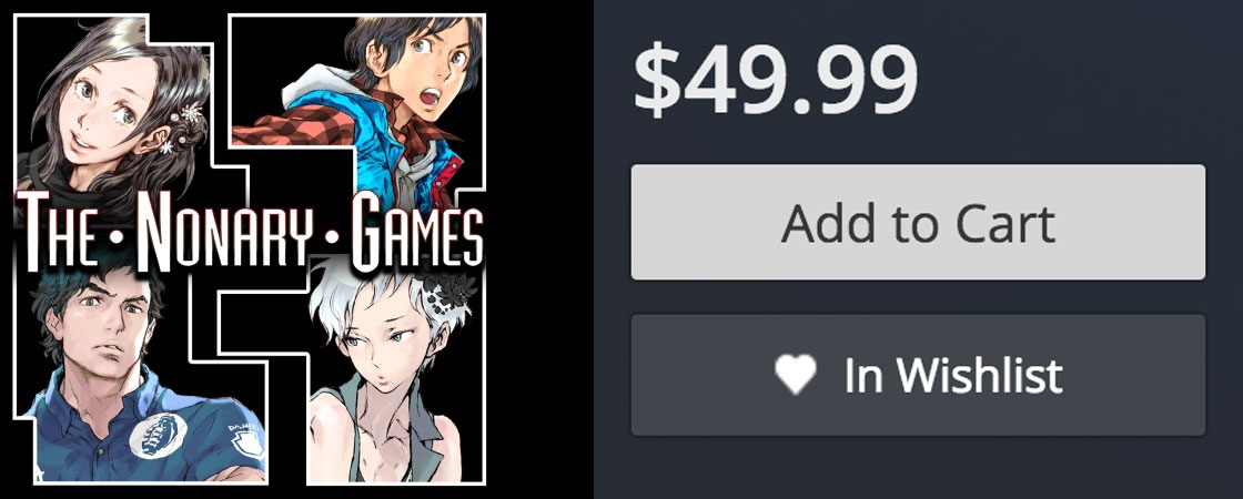 Text in image: "The Nonary Games. $49.99"