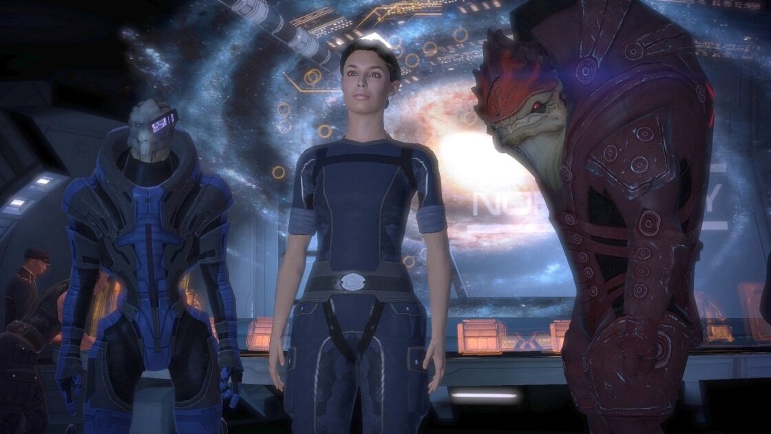 Screenshot showing characters from Mass Effect